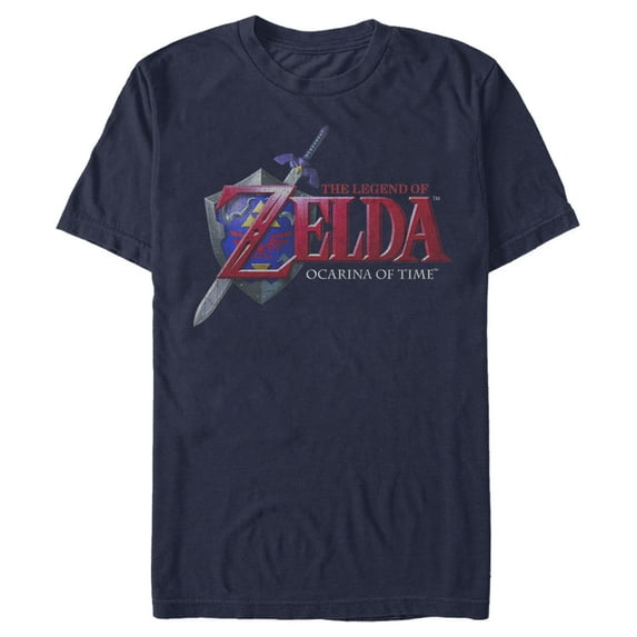 Men's Nintendo Legend of Zelda Ocarina of Time Graphic Tee Navy Blue 3X Large