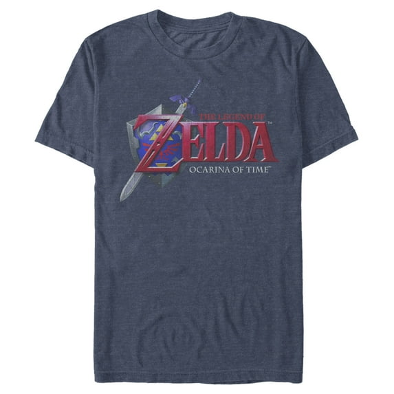 Men's Nintendo Legend of Zelda Ocarina of Time Graphic Tee Navy Blue Heather Large