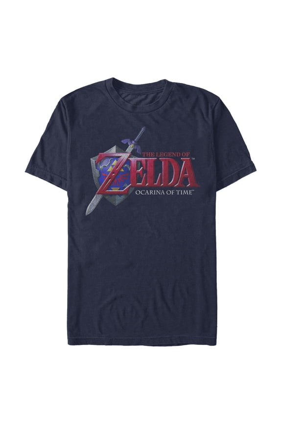 Men's Nintendo Legend of Zelda Ocarina of Time Graphic Tee Navy Blue X Large