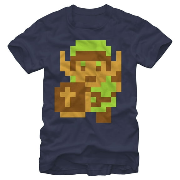Men's Nintendo Legend of Zelda Pixel Link  Graphic Tee Navy Blue 3X Large