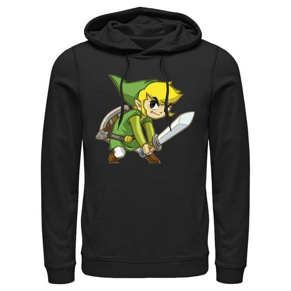 Men's Nintendo Legend of Zelda Spirit Tracks Link Pull Over Hoodie Black X Large