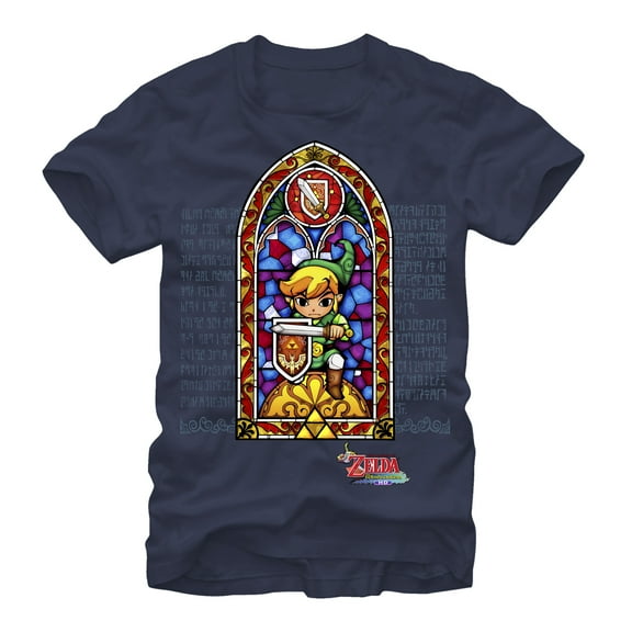 Men's Nintendo Legend of Zelda Stained Glass  Graphic Tee Navy Blue X Large