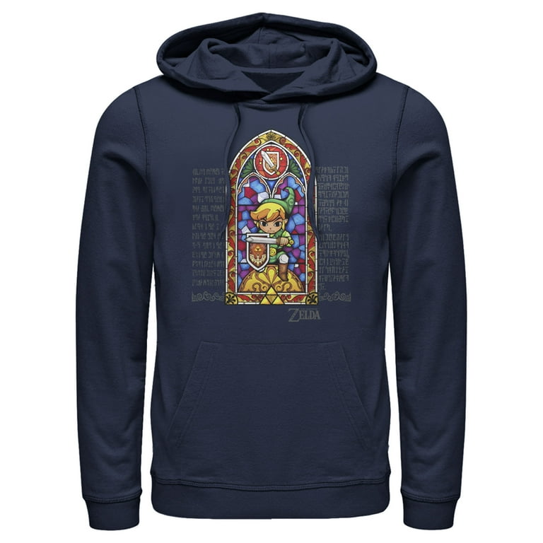 Men s Nintendo Legend of Zelda Stained Glass Pull Over Hoodie Navy Blue X Large Walmart