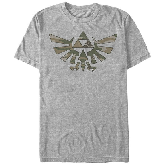 Men's Nintendo Legend of Zelda Triforce Camouflage Print  Graphic Tee Athletic Heather 2X Large