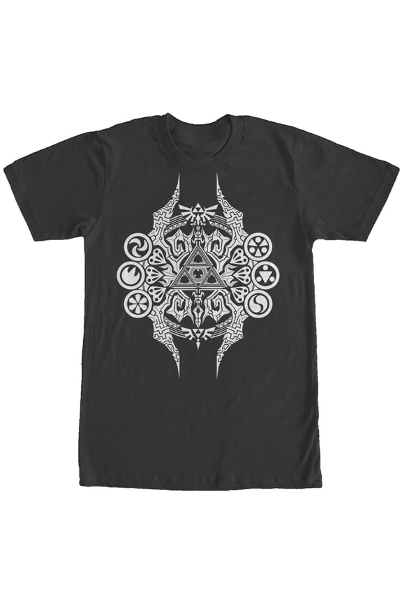 Men's Nintendo Legend of Zelda Triforce Design Graphic Tee Black Large