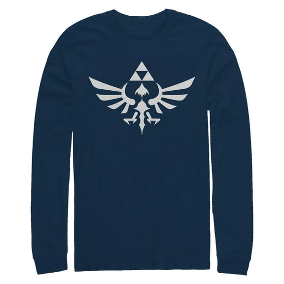Men's Nintendo Legend of Zelda Triforce  Long Sleeve Shirt Navy Blue 2X Large