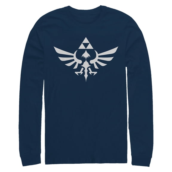 Men's Nintendo Legend of Zelda Triforce  Long Sleeve Shirt Navy Blue Large