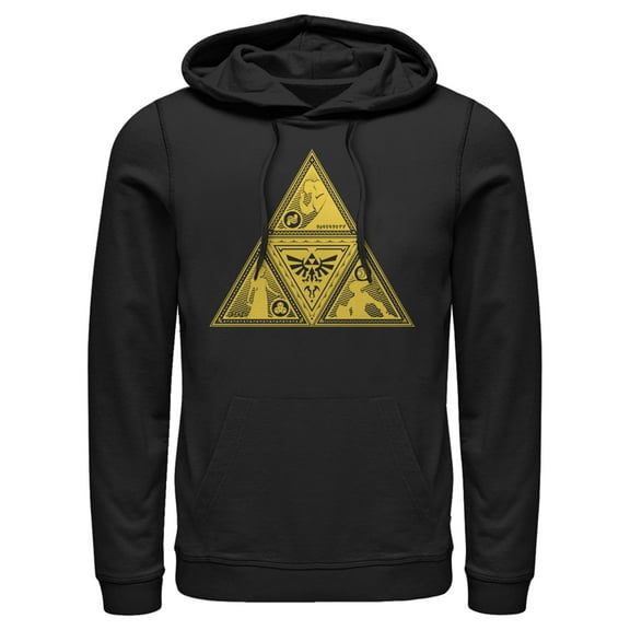 Men's Nintendo Legend of Zelda Triforce Silhouette  Pull Over Hoodie Black 3X Large