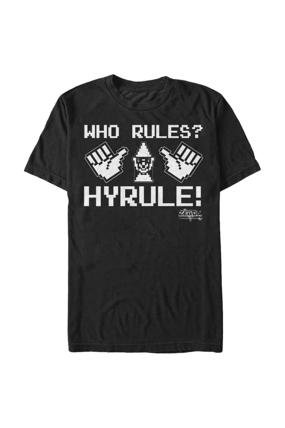 Men's Nintendo Legend of Zelda Who Rules Hyrule Graphic Tee Black Large