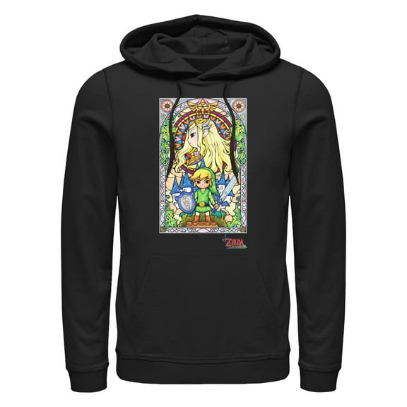 Men's Nintendo Link Stained Glass  Pull Over Hoodie