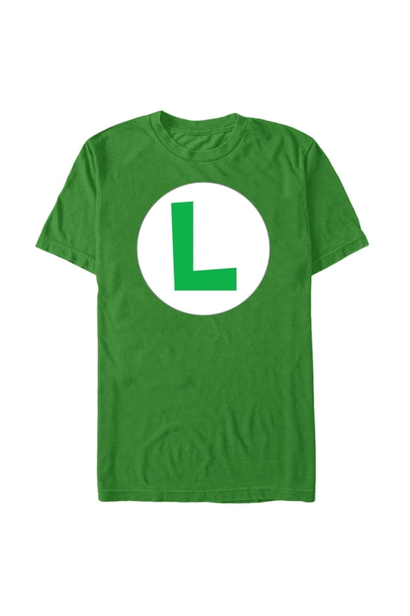 Men's Nintendo Luigi Circle Icon  Graphic Tee Kelly Green Medium