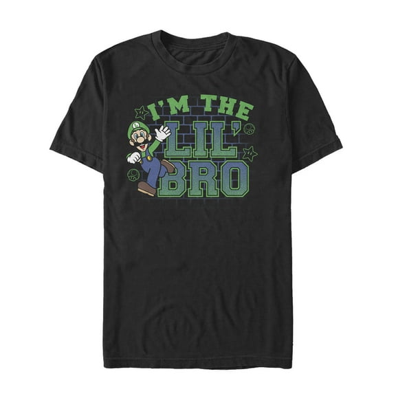 Men's Nintendo Luigi Lil' Bro  Graphic Tee Black Large