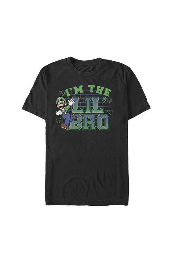Men's Nintendo Luigi Lil' Bro Graphic Tee Black Large