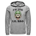 thumbnail image 1 of Men's Nintendo Luigi Little Brother  Pull Over Hoodie Athletic Heather Large, 1 of 4