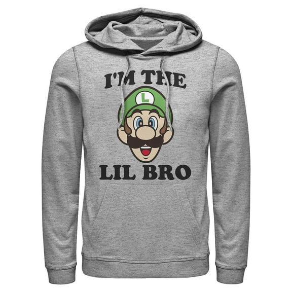 Men's Nintendo Luigi Little Brother  Pull Over Hoodie Athletic Heather X Large