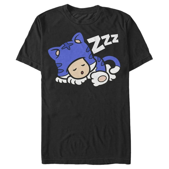 Men's Nintendo Mario 3D Cat Toad Snooze  Graphic Tee Black Medium