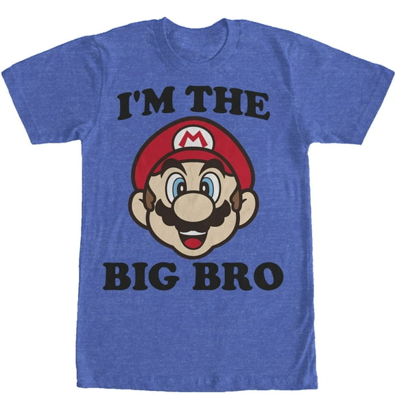 Men's Nintendo Mario Big Brother  Graphic Tee Royal Blue Heather Large