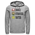 thumbnail image 1 of Men's Nintendo Mario Bigger Stronger Faster Pull Over Hoodie Athletic Heather 3X Large, 1 of 3