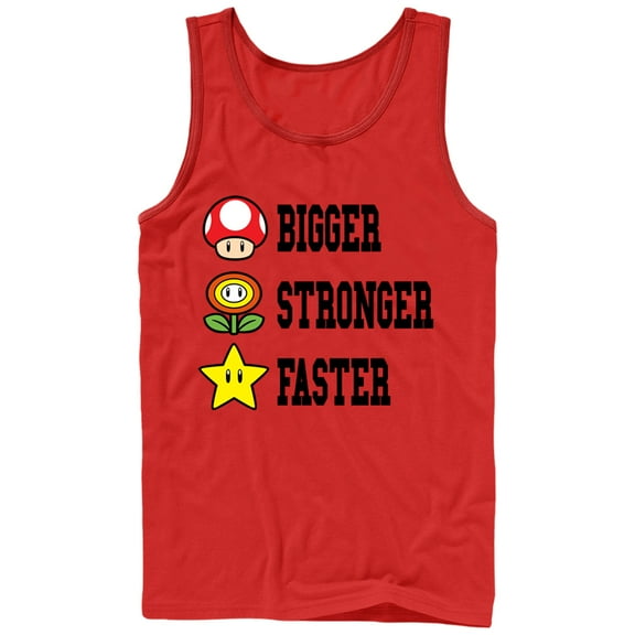 Men's Nintendo Mario Bigger Stronger Faster  Tank Top Red 2X Large