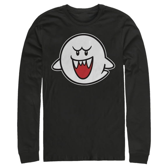 Men's Nintendo Mario Boo Ghost Long Sleeve Shirt Black X Large