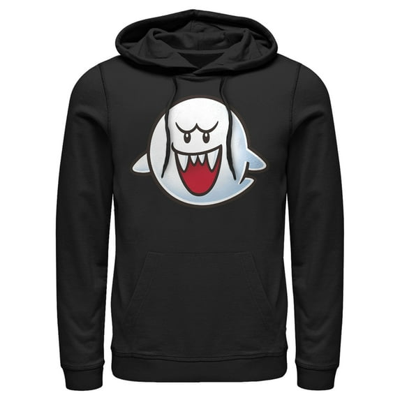 Men's Nintendo Mario Boo Ghost Smile Pull Over Hoodie Black Small