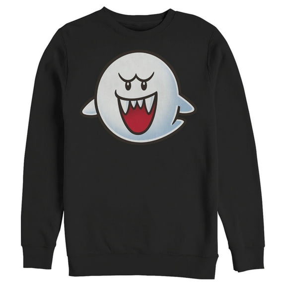 Men's Nintendo Mario Boo Ghost Smile Sweatshirt Black 2X Large