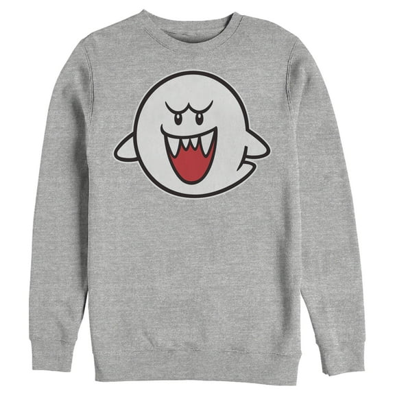 Men's Nintendo Mario Boo Ghost Sweatshirt Athletic Heather 2X Large