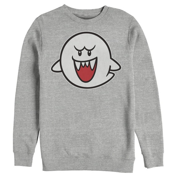 Men's Nintendo Mario Boo Ghost Sweatshirt Athletic Heather Large