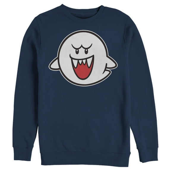 Men's Nintendo Mario Boo Ghost Sweatshirt Navy Blue Medium