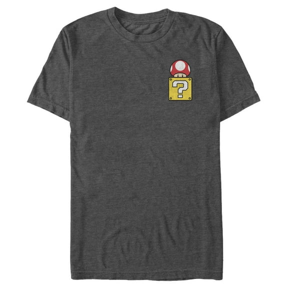 Men's Nintendo Mario ? Box Mushroom Graphic Tee Charcoal Heather Medium