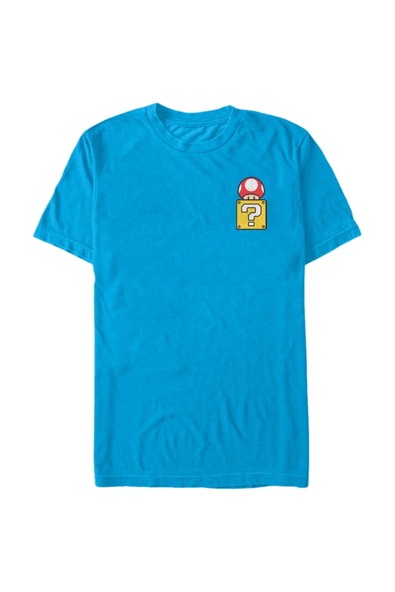 Men's Nintendo Mario ? Box Mushroom Graphic Tee Turquoise 2X Large