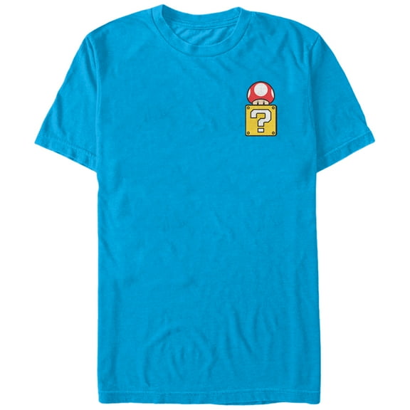 Men's Nintendo Mario ? Box Mushroom  Graphic Tee Turquoise Large