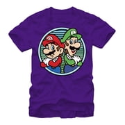 Men's Nintendo Mario Bros Back to Back Graphic Tee Purple X Large