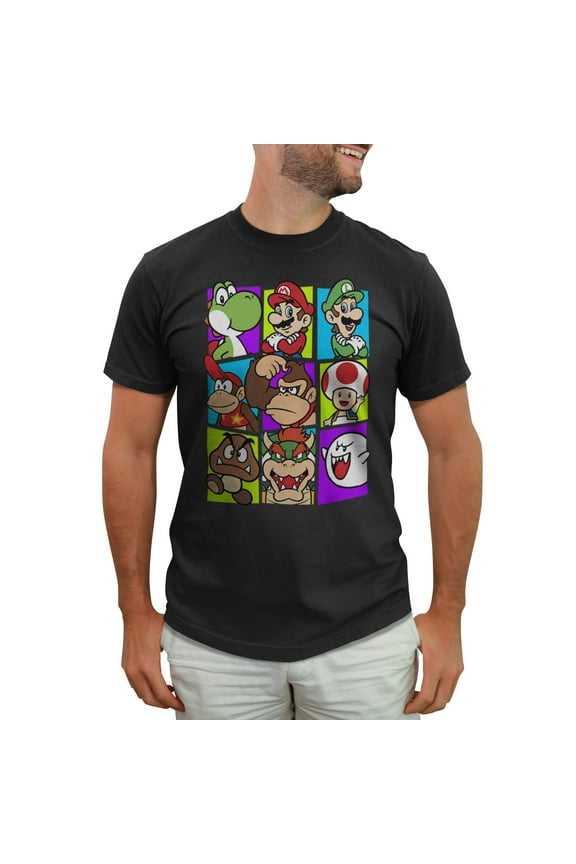 Men's Nintendo Mario Cast Graphic Tee Black Large