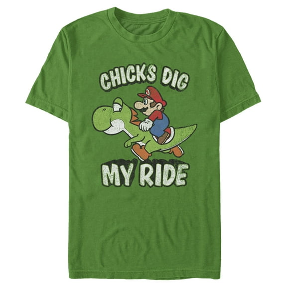 Men's Nintendo Mario Chicks Dig Ride  Graphic Tee Kelly Green 3X Large