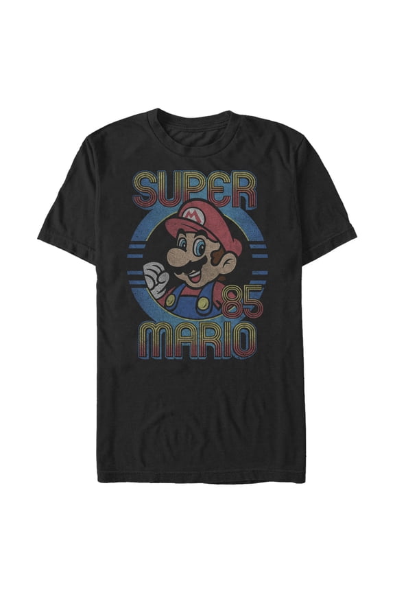 Men's Nintendo Mario Circle 1985 Graphic Tee Black 3X Large
