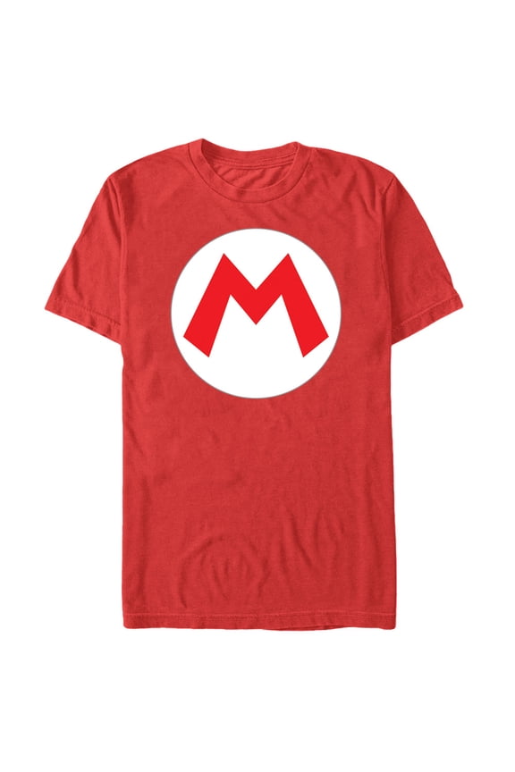 Men's Nintendo Mario Circle Icon  Graphic Tee Red 2X Large