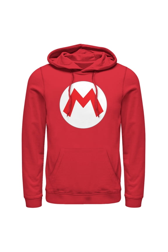 Men's Nintendo Mario Circle Icon  Pull Over Hoodie Red X Large