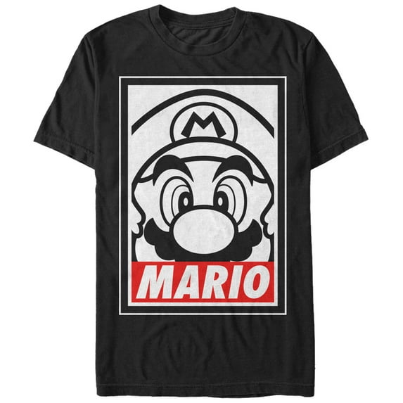 Men's Nintendo Mario Close Up Graphic Tee Black 2X Large