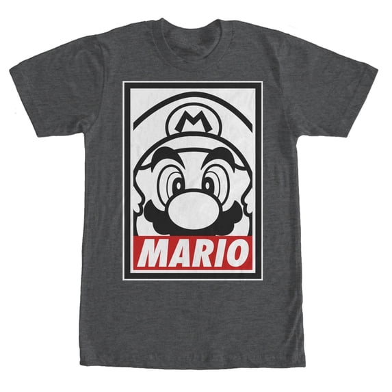 Men's Nintendo Mario Close Up Graphic Tee Charcoal Heather 2X Large