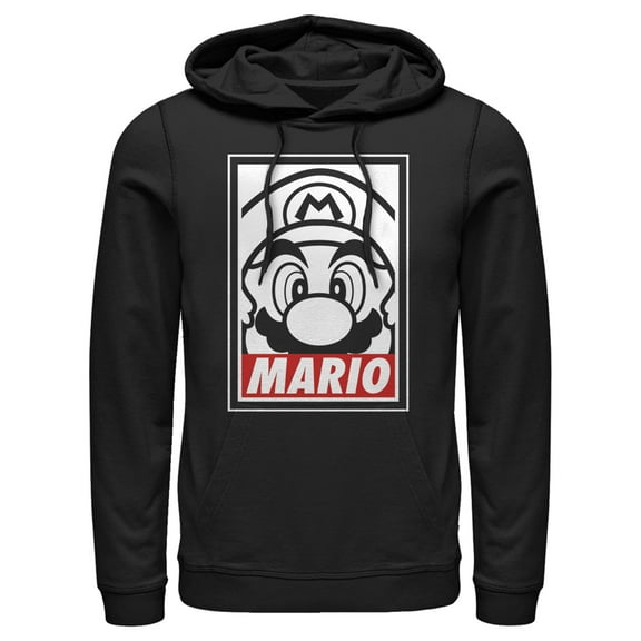 Men's Nintendo Mario Close Up Pull Over Hoodie Black X Large