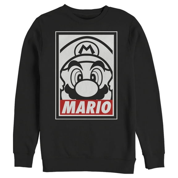 Men's Nintendo Mario Close Up  Sweatshirt Black 2X Large
