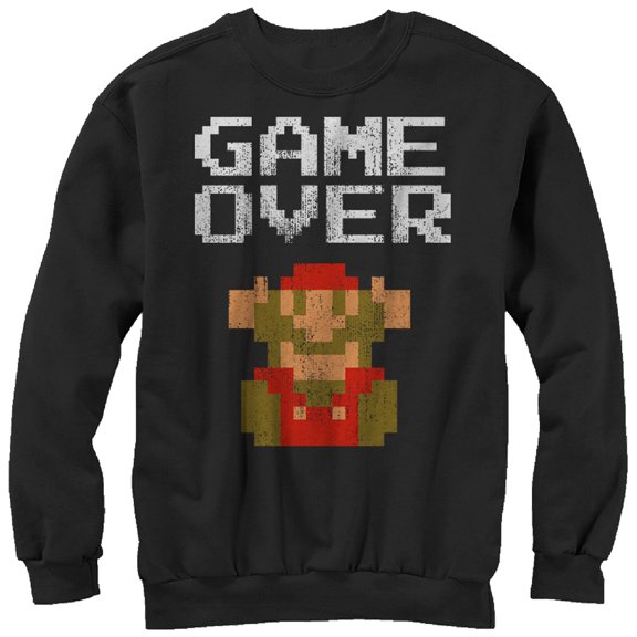 Men's Nintendo Mario Game Over Sweatshirt Black Large