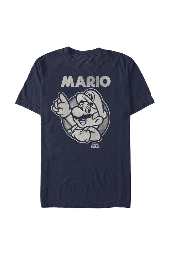 Men's Nintendo Mario Graphic Tee Navy Blue Large