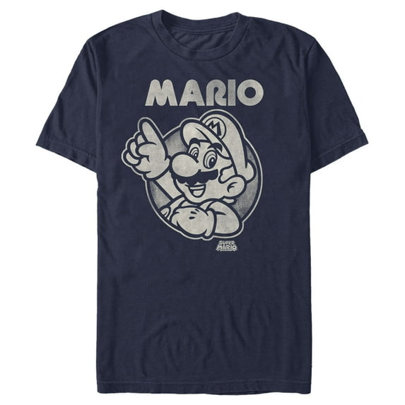 Men's Nintendo Mario Graphic Tee Navy Blue Small