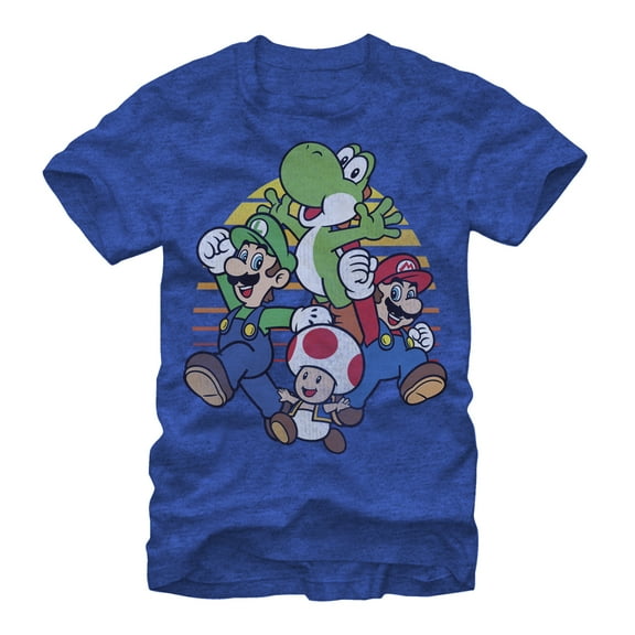 Men's Nintendo Mario Group Jump Graphic Tee Royal Heather Large