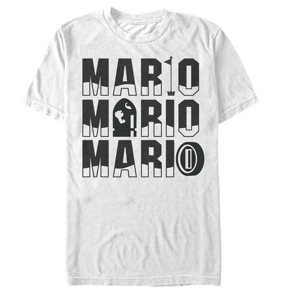 Men's Nintendo Mario Icon Repeat  Graphic Tee White 2X Large