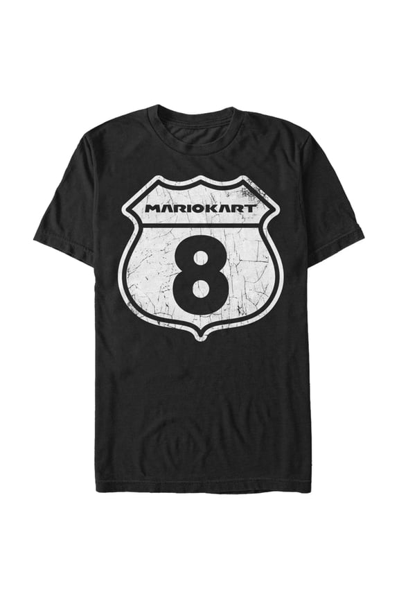 Men's Nintendo Mario Kart 8 Interstate Sign Graphic Tee Black Medium