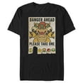 thumbnail image 1 of Men's Nintendo Mario Kart Bowser Danger Ahead Please Take One Graphic Tee Black 5X Large, 1 of 9