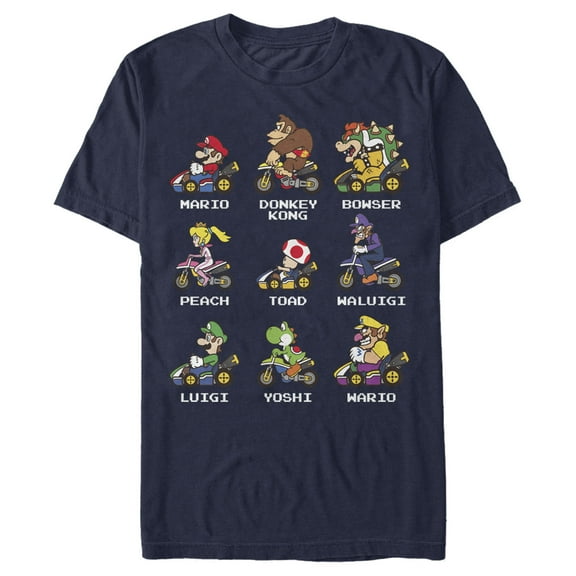 Men's Nintendo Mario Kart Cast  Graphic Tee Navy Blue 3X Large